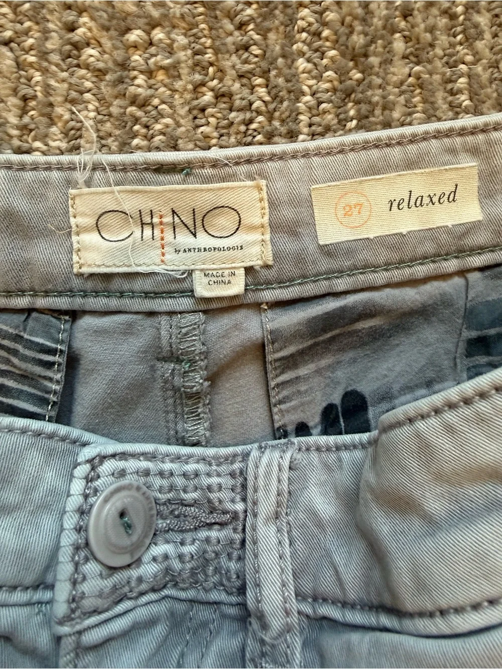 Chino by Anthropologie Relaxed Shorts Womens Sz 27 Gray Rolled Hem Casual Chino - Picture 2 of 3